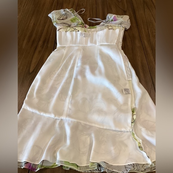 Mikael aghal romantic abstract garden silk cocktail flutter Sleeve Mini dress - Picture 11 of 14